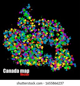 Abstract Canada map of colorful ink splashes, grunge splatters. Vector illustration