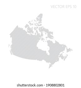 Abstract Canada Map With Gray Diagonal Lines. Canada Stripes Map. Vector Illustration EPS10.