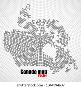 Abstract Canada map of radial dots, halftone concept. Vector illustration, eps 10