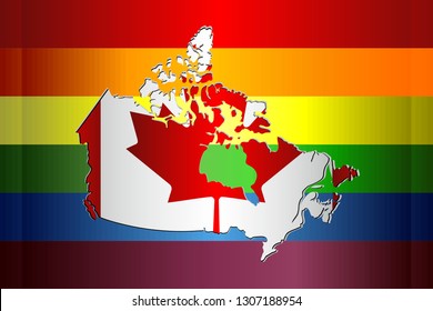 Abstract Canada map and rainbow flag - Illustration,
Grunge Canada and Gay flags