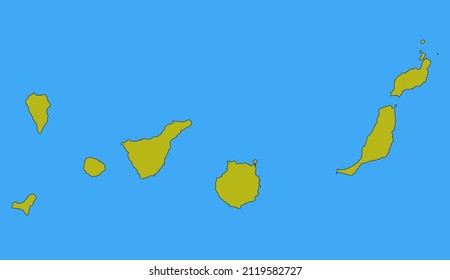 abstract Canary Islands outline shapes isolated on blue background, vector illustration