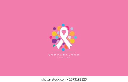 An abstract  cancer ribbon logo design template