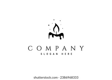 Abstract Candle logo with burning fire wick in flat design
