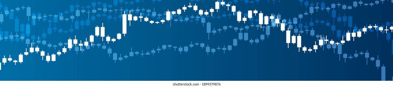 Resumen del fondo de los cuadros financieros de candlestick. Fondo azul. Ilustración vectorial.