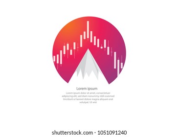 Abstract Candlestick graph background finance, forex, Cryptocurrency and stock market. Vector for financial presentation.Copy space. Paper art.