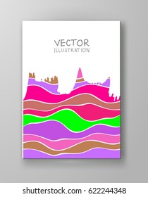 Abstract candy color design templates with white grunge element. Brochures unusual color shapes style. Vintage sweets frames and backgrounds. Vector Illustration.