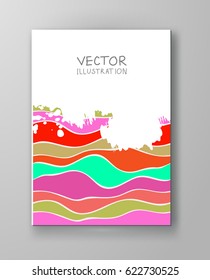 Abstract candy color design templates with white grunge element. Brochures unusual color shapes style. Vintage sweets frames and backgrounds. Vector Illustration.