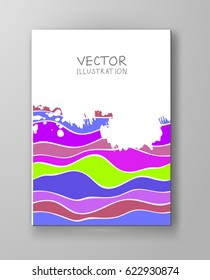 Abstract candy color design templates with white grunge element. Brochures unusual color shapes style. Vintage sweets frames and backgrounds. Vector Illustration.