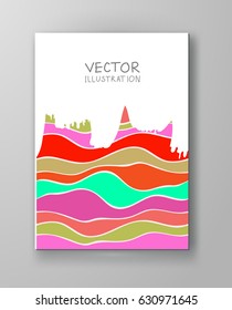 Abstract candy color design templates with white grunge element. Brochures unusual color shapes style. Vintage sweets frames and backgrounds. Vector Illustration.