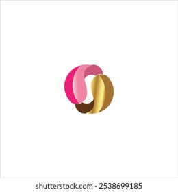 Abstract candy design in pink and gold on white background