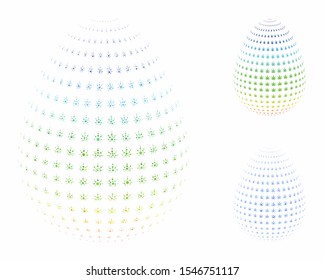 Abstract cannabis egg composition of circle elements in different sizes and color tints, based on abstract cannabis egg icon. Vector round elements are combined into blue collage.