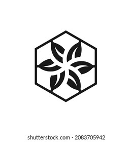 plantilla de diseño de logotipo abstracto de hoja de cannabis. concepto de vector de icono hexagonal