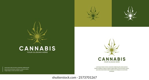 abstract cannabis leaf, mental health, balance, freshness, design template illustration.