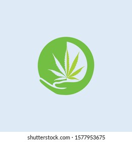 Abstract Cannabis Logo Circle Design Vector Template. Symbol cannabis Logo Vector Template.