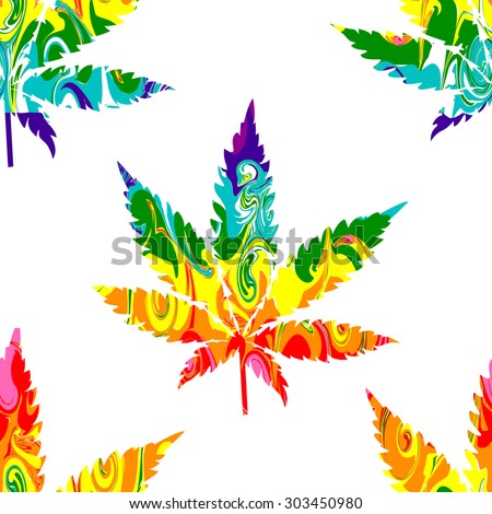 Abstract Cannabis Seamless Pattern Background Vector on white