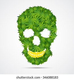 Abstract Cannabis Skull Vector Illustration EPS10