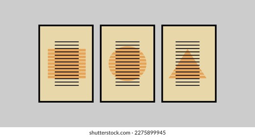 Resumen de pintura de lienzo con rectángulo, círculo, triángulo.