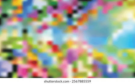 Abstract Canvas of Vibrant Hues Blended in a Dreamlike Motion, Showcasing an Array of Pink, Yellow, Green, Blue and Red with Blurred Textures and a Playful Feel