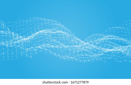 Abstract Canvas Wireframe Background. 3D grid technology illustration landscape. Digital Terrain, Cyberspace in the Mountains with valleys. Numerous communications. Data Array. Vector Illustration.