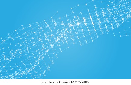 Fondo del armazón del lienzo abstracto. Entorno de ilustración de tecnología de cuadrícula 3D. Terreno Digital, Ciberespacio en las Montañas con valles. Numerosas comunicaciones. Matriz de datos. Ilustración vectorial.