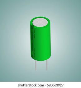 Abstract of the capacitor. Icon of the capacitor. The electronic component. Vector illustration. 3D icon of the capacitor.