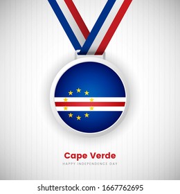 Abstract Cape Verde country flag on medal vector. Happy Independence day of Cape Verde background with elegant typography.