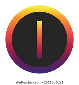 Abstract Capital Letter I Displaying a Vibrant Spectrum of Warm to Cool Gradient Colors Encased in a Smooth Dark Circular Frame