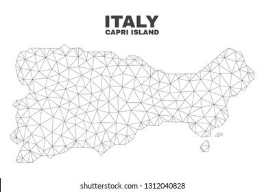 Abstract Capri Island map isolated on a white background. Triangular mesh model in black color of Capri Island map. Polygonal geographic scheme designed for political illustrations.