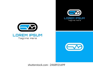 Abstract capsule wave logo concept. Pulse care logo. Healthcare logo design template