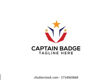 abstract captain badge logo vector concept with simple, unique, elegant styles on white background