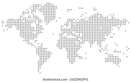 Abstract capture global connections with this dotted world map. Featuring minimalist continents and modern dots, perfect for design elements focused content. Location shaped infographic world map