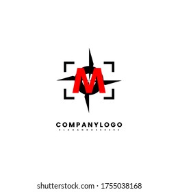 abstract capture M logo letter with sharp star inside design concept