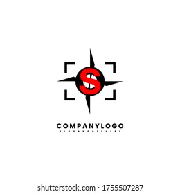 abstract capture S logo letter with sharp star inside design concept