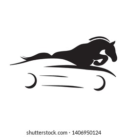 abstract car and black horse, vector logo icon
