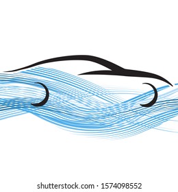 Abstract car and blue waves, Hydrogen cars vector