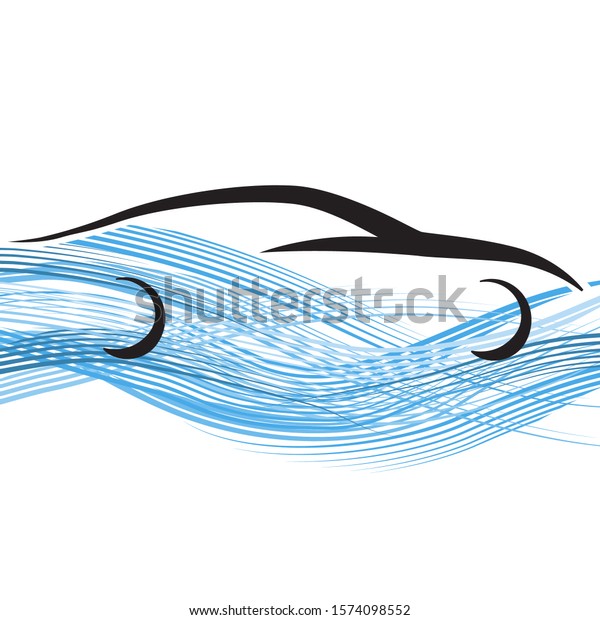 Abstract car and\
blue waves, Hydrogen cars\
vector