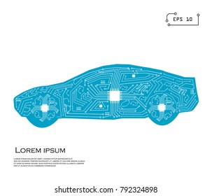 Abstract car, circuit board, vector illustration, eps  10
