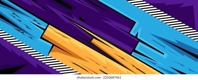 Abstract Car decal design vector. Geometric purple blue pattern vector illustration