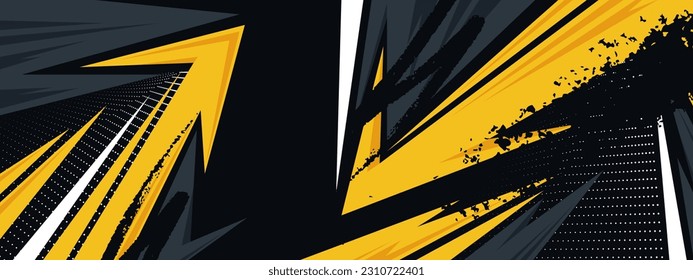 Abstract Car decal design vector. Graphic abstract grey yellow stripe racing background