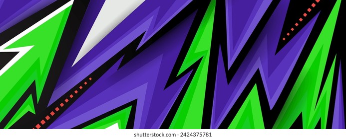 Abstract Car decal design vector. Graphic abstract purple green stripe racing background