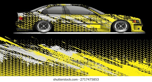 Vector Abstractas del diseño de la etiqueta del coche. Diseños abstractos gráficos del equipo del fondo de las carreras de la raya para el vehículo del abrigo, el coche de la carrera, el rally, la aventura y la librea