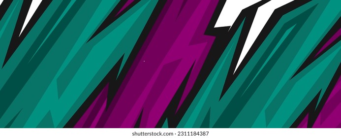 Abstract car decal wrap shape geometric design vector. Geometric purple green pattern vector illustration