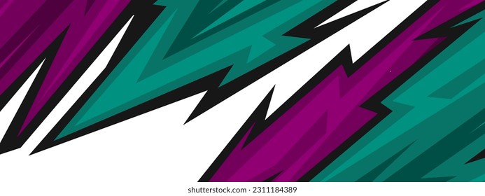 Abstract car decal wrap shape geometric design vector. Geometric purple green pattern vector illustration