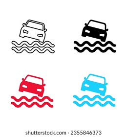 Resumen Coche cayendo en agua Silhouette Illustration, puede ser utilizado para diseños de negocios, presentaciones o cualquier diseño adecuado.