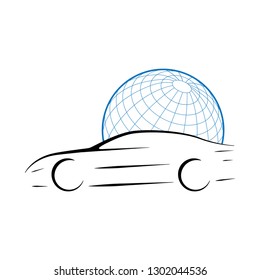 abstract car and globe, logo icon