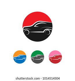 Abstract car icon on circle set logo template vector