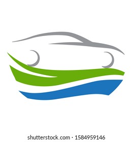 abstract car and landscape, vector logo icon