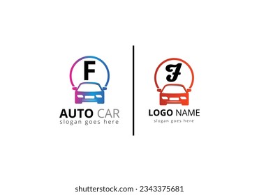 Abstract Car logo On Letter F sign symbol for Automotive Company.