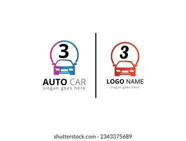 Abstract Car logo On Letter 3 sign symbol for Automotive Company.