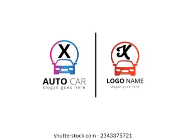 Abstract Car logo On Letter X sign symbol for Automotive Company.